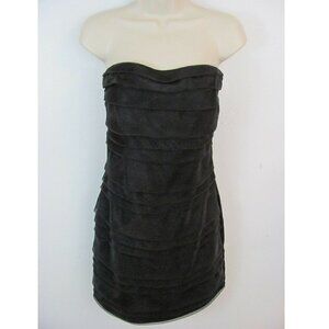 Twenty One Women's Party Dress Size S Black Strapless Ruffle Front Zip Back EUC